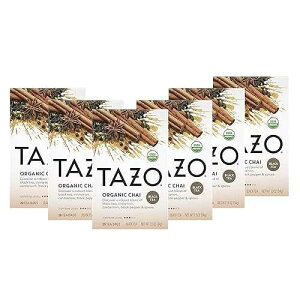 Tazo �I�[�K�j�b�N �`���C �������X�p�C�X�̃`���C�p �K�x�ɃJ�t�F�C�����������g�� �e�B�[�o�b�O 20 �܁A6 �p�b�N Tazo Organic Chai For a Warm Spiced Chai Black Tea Moderately Caffeinated Tea 20 Tea Bags, Pack of 
