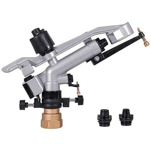 IrrigationKing RK-57 1-1/4 FNPT Impact Mini-Gun Sprinkler with Nozzle Set 10 mm, 12 mm, 14 mm x 4 mm, Aluminum