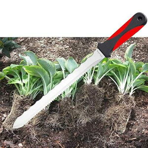 Keyfit Tools Spartan Garden Knife Perennial Splitter Divider Super Sharp Double Sided Serrated Stainless Steel 8�h Blade 5�h Ergonomic Rubber Handle Hori Hori Knife Gardening Tools