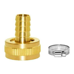 Joywayus 1/2 Barb x 3/4 Female GHT Thread Swivel Brass Garden Water Hose Pipe Connector Copper Fitting with Stainless Clamp House/Boat/Lawn/Power Wash/Irrigation