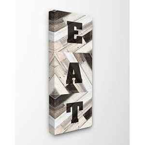 Stupell Industries The Stupell Home Decor EAT Multicolored Planked Wood Look Sign Wall Plaque Art
