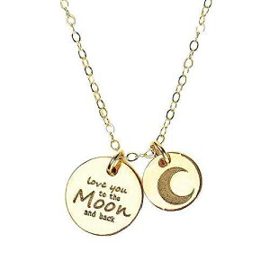 Love You to the Moon and Back �_�u���f�B�X�N �`���[�� �l�b�N���X (14K �S�[���h�t�B���h) Melanie Golden Jewelry Love You to the Moon and Back Double Disc Charm Necklace in 14K Gold Fill