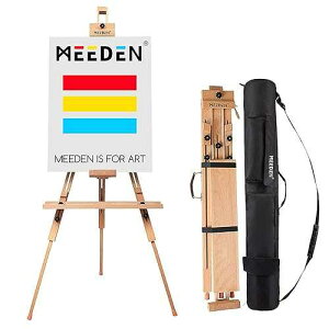 MEEDEN Portable Easel for Painting: Solid Beech Wood Tripod Art Easel for Adults - Foldable Drawing Easel Stand with Carrying Bag Perfect for Indoor Outdoor Use, Holds Canvas up to 44