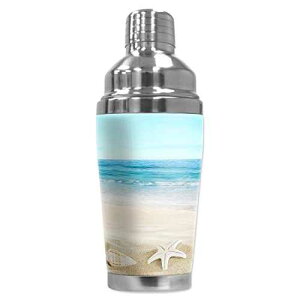 Mugzie 20 �I���X �X�e�����X�X�`�[�� �J�N�e���V�F�[�J�[/�}�e�B�[�j�V�F�[�J�[ �E�F�b�g�X�[�c�J�o�[�t�� - �r�[�`�̊L�k Mugzie 20 Ounce Stainless Steel Cocktail Shaker/Martini Shaker with Wetsuit Cover - Seashel