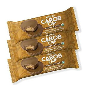 Missy J's Organic Peanut Butter Carob Cups each 0.9 Oz - 3 Pack Made with Coconut Sugar Vegan, Gluten and Caffeine Free Healthy Substitute for Chocolate, Perfect for Snacks and Treats