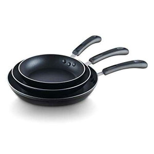 Cook N Home �m���X�e�B�b�N �\�e�[ �X�L���b�g �t���C�p�� 3 �_�Z�b�g�A8 �C���`/9.5 �C���`/11 �C���`�A�u���b�N Cook N Home Nonstick Saute Skillet Fry Pan 3-Piece Set, 8 inch/9.5-Inch/11-inch, Black