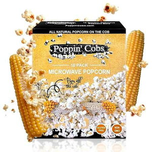 Poppin' Cobs Poppin Cobs Microwave Popcorn on the Cob (10 PK) (Original) Whole Popcorn Kernels, Individually Wrapped Healthy Pop Corn on the Cob with Bags, Gluten Free Fun Snack Perfect for Movie Nights