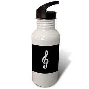 3dRose Black Treble Clef Music Notation - G clef musical note musician gift Flip Straw 21oz Water Bottle