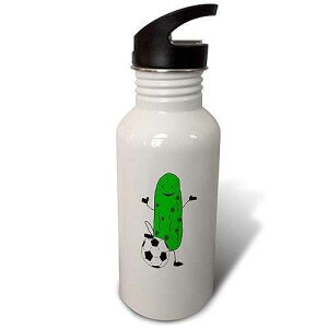 3dRose �E�H�[�^�[�{�g���A21�I���X�A�z���C�g 3dRose Funny Cute Pickle Playing Soccer Sports Cartoon Flip Straw 21oz Water Bottle