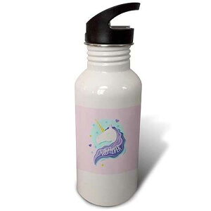 3dRose �E�H�[�^�[�{�g���A21�I���X�A�z���C�g 3dRose Pink Girl Unicorn Illustration and Pink Typography -Whatever Flip Straw 21oz Water Bottle