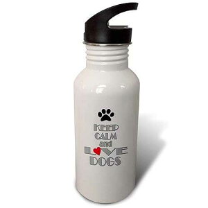 3dRose �E�H�[�^�[�{�g���A21�I���X�A�z���C�g 3dRose Keep calm and love dogs. Flip Straw 21oz Water Bottle