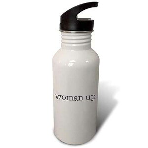 3dRose �E�H�[�^�[�{�g���A21�I���X�A�z���C�g 3dRose Woman Up Black Flip Straw 21oz Water Bottle