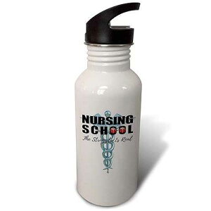 3dRose �E�H�[�^�[�{�g���A21�I���X�A�z���C�g 3dRose Nursing School The Struggle Is Real, for nurses and nursing students. Flip Straw 21oz Water Bottle