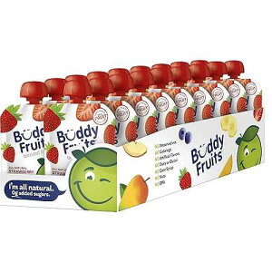 Buddy Fruits Snacks To Go Strawberry Unsweetened Applesauce 3.2oz Pouch (18pk) Gluten-Nut-Dairy-Preservatives-BPA Free, Non GMO, Kosher