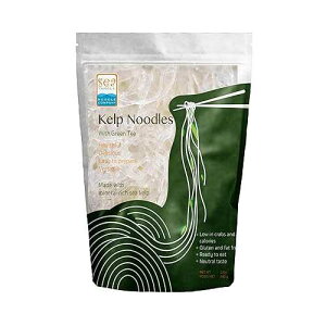 SEA TANGLE NOODLE COMPANY Sea Tangle Organic Green Tea Kelp Noodles (12oz) - Low Calorie Asian Noodles for Healthy Noodle Dishes - Gluten Free, Keto Noodle Sub for Rice Noodles, Glass Noodles, Pad Thai Noodles, V