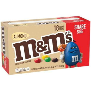 M&M'S �A�[�����h �`���R���[�g �L�����f�B �V�F�A�����O �T�C�Y 2.83 �I���X �p�E�` 18 �{�b�N�X M&M'S Almond Chocolate Candy, Share Size 2.83 oz Bags, Pack of 18, Bulk Chocolate Candy Individually Wrapped