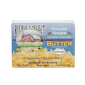 Riehle's Select Popping Corn Hulless Butter Microwave Popcorn, 3Count.