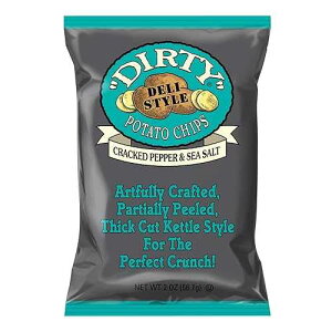 Dirty Potato Chips Dirty Kettle Potato Chips, Cracked Pepper & Sea Salt, 2 oz. Bag, 25 Count ?Gluten Free, SkinsOn, Crunchy Chips, Great for Lunches or Snacking on the Go