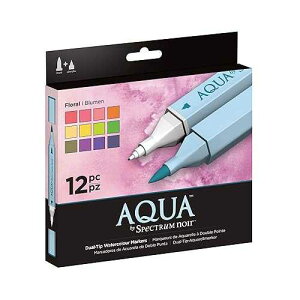 Spectrum Noir Aqua Artist's Water Based Dual Nib Marker Coloring Pens, Floral, Pack of 12