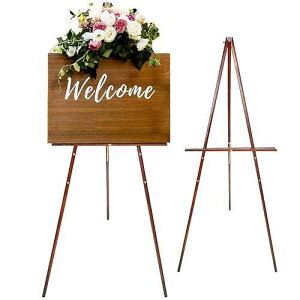 Conda 63 Wooden Tripod Artist Display Easel with Tray, A-Frame Adjustable Easel Stand for Wedding Sign, Foldable Easels for Painting Canvas, Display & Posters
