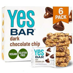 The YES Bar ? Dark Chocolate Chip ? Plant Based Protein, Decadent Snack Bar ? Vegan, Paleo, Gluten Free, Dairy Free, Low Sugar, Healthy Snack, Breakfast, Low Carb, Keto Friendly (Pack of 6)