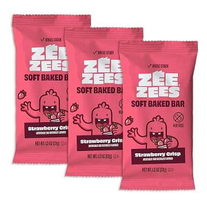 Zee Zees Strawberry Crisp Soft Baked Snack Bars, 1.3 oz, 30 pack, Nut Free, Whole Grain, Safe for School, On-The-Go, Kosher, Allergy Friendly