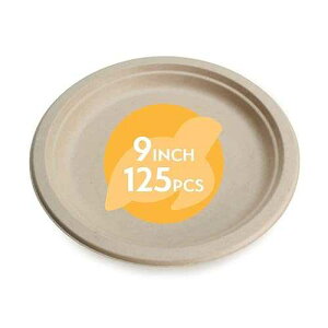 100% Compostable Disposable Paper Plates Bulk [9 125 Pack], Bamboo Plates, Eco Friendly, Biodegradable, Sturdy Large Dinner Party Plates, Heavy-Duty, Unbleached by Earth's Natural Alternative