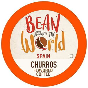 Bean Around The World �`�����X�����R�[�q�[ 2.0 �L���[���O K �J�b�v �u�����[�Ή� 40 �� Bean Around The World Churro Flavored Coffee Compatible With 2.0 Keurig K Cup Brewers, 40 Count