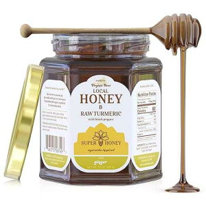 SUPER HONEY AYURVEDA INSPIRED Super Honey - Virginia Honey - Turmeric Honey with Ginger and Black Pepper - Honey for Tea - Ayurveda Inspired Pure Raw Honey - 12oz. Jar