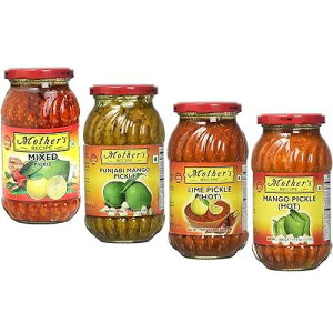 Mother's Recipe - �s�N���X�R���{ 4in1 (�~�b�N�X�A�p���W���r�}���S�[�A���C���z�b�g�A�}���S�[�z�b�g) 500g x 4 Mother's Recipe - Pickle Combo 4in1 (Mixed, Punjabi Mango, Lime Hot, Mango Hot) 500g x 4
