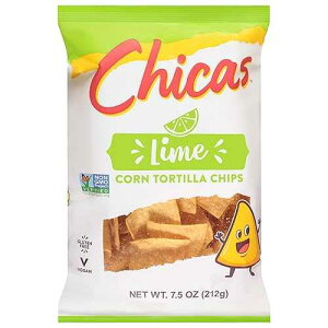 ??? ?? ?? ???? ?, 7.5?? Chicas Tortilla Chips, White Corn Tortilla Chips Lime, Gluten Free, Vegan, Non-GMO, For Dips, Spreads & More, 7.5 Ounce Bag (Pack of 1)