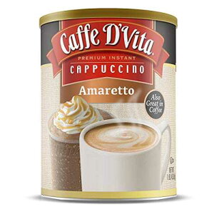 Caffe D'Vita Amaretto Cappuccino Mix - No Cholesterol, No Trans Fat, 99% Caffeine Free, Gluten Free, Instant Cappuccino Mix - 1 lb. can (16 oz.)
