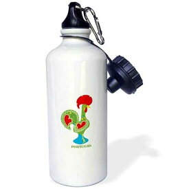 3dRose "The green Portuguese Rooster or galo de barcelos" Sports Water Bottle, 21 oz, White