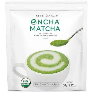 Encha Latte Grade Matcha Powder - First Harvest Organic Unsweetened Matcha Green Tea, From Uji, Japan (60g/2.12 Ounce) Premium Powder for matcha latte, smoothie / Caffeine, L-Theanine