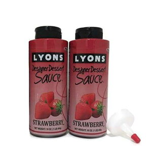 Lyons �O���� �X�g���x���[ �f�U�[�g �V���b�v �o���h�� (2 �p�b�N) �A�v���P�[�^�[ �`�b�v�t�� Lyons Gourmet Strawberry Dessert Syrup Bundle (Pack of 2) with Applicator Tip