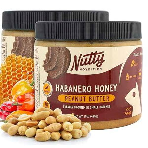 Nutty Novelties Habanero Honey Spicy Peanut Butter - High Protein, Low Sugar Healthy Peanut Butter - All-Natural Peanuts Free of Cholesterol & Preservatives - 2 x 15 Ounces