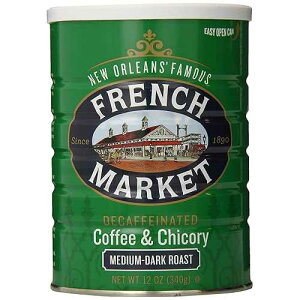 French Market Coffee & Chicory Decaffeinated Medium-Dark Roast Ground Coffee, 12oz Can (Pack of 6)