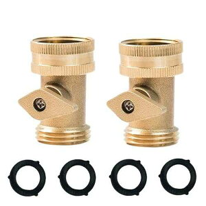 HQMPC Heavy Duty Brass Shut Off , Brass Water hose valve On/Off valve garden hose Connector (2PCS) +4 Extra Pressure Washers