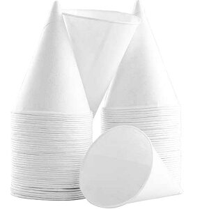 Avant Grub Eco-Friendly Wax-Free 4.5oz White Paper Cone Cups 25Pk. Small Dispenser Cup for Shaved Ice, Office Water Cooler, Sports Teams, Fundraiser. Disposable Craft Funnel for Oil or Protein Powder Drink.