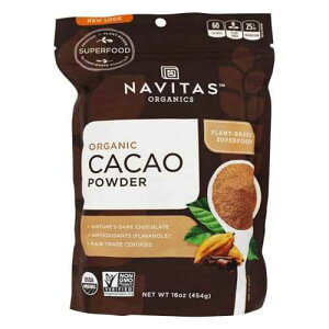 Navitas Organics �J�J�I�p�E�_�[�A�܁A30 �񕪁A1 �|���h (1 �p�b�N)�A16 �I���X Navitas Organics Cacao Powder, Bags, 30 Servings, 1 Pound (Pack of 1), 16 Ounce