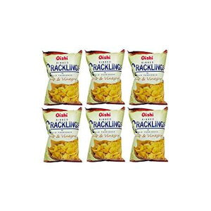 ��� ���u�p�`�p�`�p�`�p�`�̂Ȃ���̉��Ɛ| 90g 6�p�b�N Oishi Ribbed Cracklings in Old Fashioned Salt & Vinegar 90g, 6 Pack