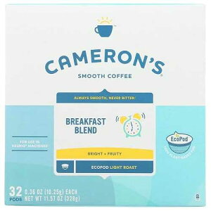 Cameron's Coffee �V���O���T�[�u�|�b�h�A�u���b�N�t�@�X�g�u�����h�A32 �� (1 �p�b�N) Cameron's Coffee Single Serve Pods, Breakfast Blend, 32 Count (Pack of 1)