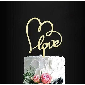 ハート付きの素朴な木製ラブケーキトッパー、結婚式、婚約、記念日、誕生日パーティーのデコレーションに。ペイントしたり、輝きを加えて本当にユニークな外観に。 YzYbuaego Rustic Wooden Love with Hearts Cake Topper for a Wedding/Engagement/Anniversary/B