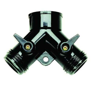 Raindrip R616CT Y Connector, 3/4-Inch FHT X 3/4-Inch MHT, Converts Hose Bibb Water Source into Two Outlets for Drip Irrigation Systems, Dual Levers, Black