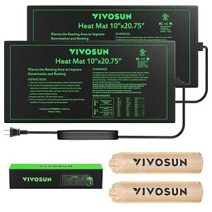 VIVOSUN 2 Pack Durable Waterproof Seedling Heat Mat 10 x 20.75 UL & MET-Certified Warm Hydroponic Heating Pad for Germination, Indoor Gardening, Greenhouse