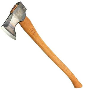 COUNCIL TOOL Wood-Craft Pack Axe - 2 lb Camping Axe, 24 Curved Hickory Handle with Leather Sheath, Made in The USA - WC20PA24C
