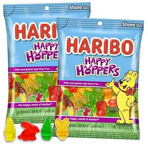�n���{�[ �n�b�s�[�z�b�p�[�Y �O�~ �L�����f�B�[ 4�I���X (2�p�b�N) Haribo Happy Hoppers Gummi Candy 4 oz (2 Pack)