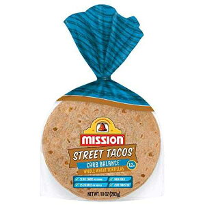 Mission Whole Wheat Carb Balance Street Tacos Tortillas, Low Carb, Keto, Whole Grains, High Fiber, No Sugar, Mini Soft Taco Size, 12 Count - 2 Packs
