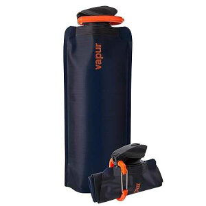 Vapur Collapsible Water Bottle with Carabiner - 34oz (1L), Night Blue - Flexible and Lightweight Water Bottle for Travel, Concert, Hiking, and Outdoor Adventures - BPA-Free, Dishwasher-Safe, Freezable