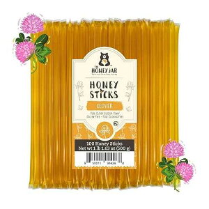 The Honey Jar Plain Honey Sticks - Pure Honey Straws For Tea, Coffee, or a Healthy Treat - One Teaspoon of Flavored Honey Per Stick - Made In The USA with Real Honey - (50 Count)